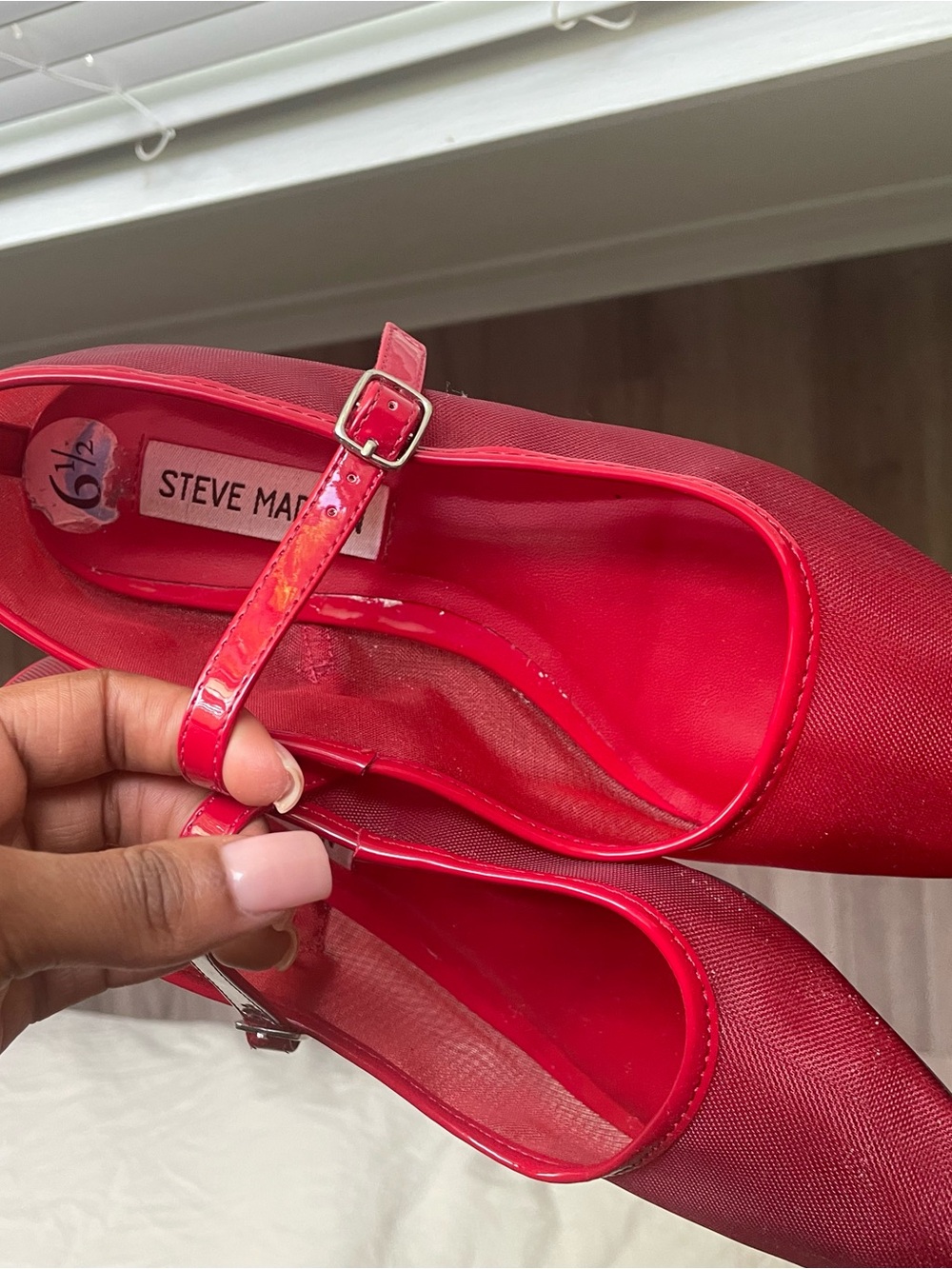 Steve Madden Red Patent-Strap Mary Jane Flats